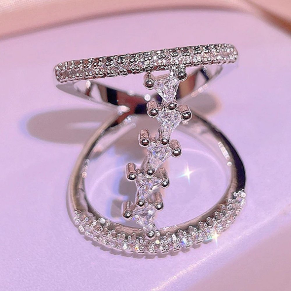 NWT! 925 Sterling Silver Geometric Bling Ring